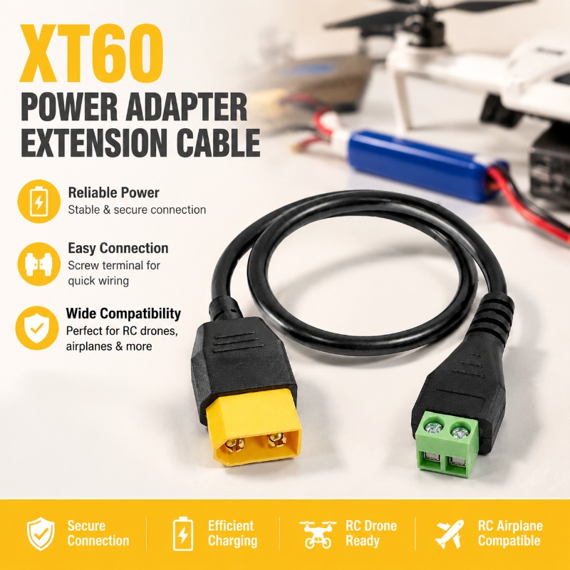 Drone Battery Connector - Кабель-адаптер XT60 (штекер-гнездо) на 2-контактную винтовую
