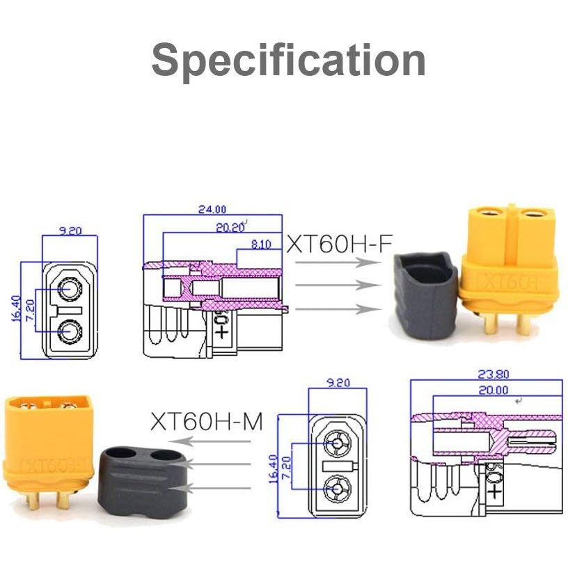5 пар разъемов XT60H с корпусо – обзор и цена Drone Battery Connector